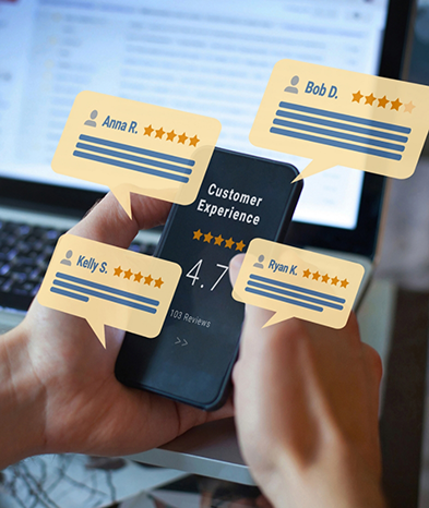 Leaving reviews and ratings for dental office on smartphone